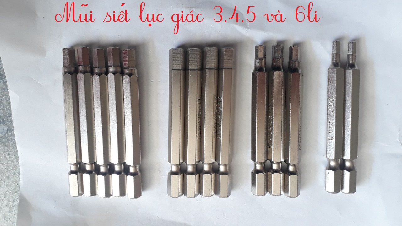 Đầu lục giác lắp máy khoan, lục giác bắt ke vĩnh cửu mũi siết lục giác 3 4 5 và 6li không tòe đầu