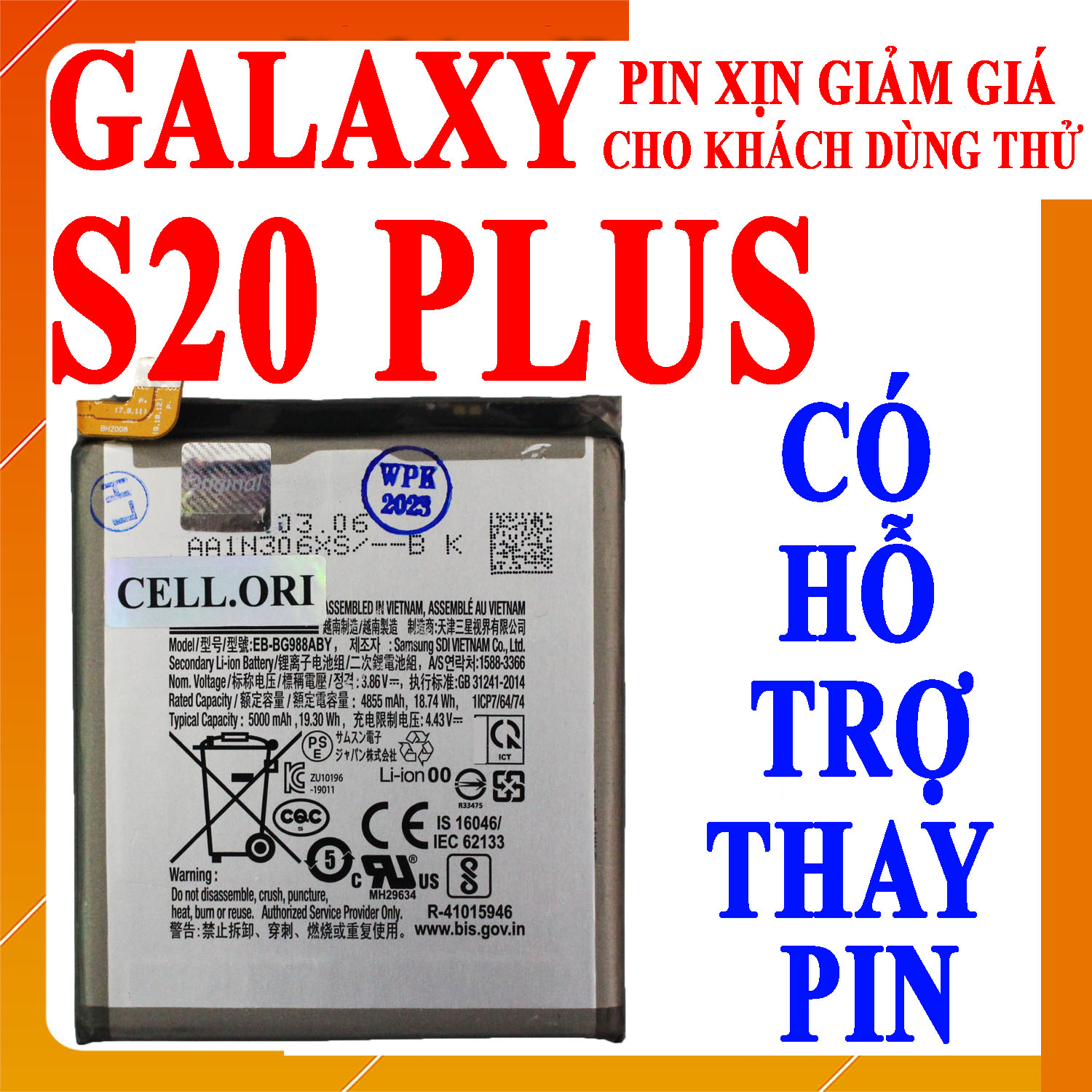 Pin Scud dành cho Samsung Galaxy S20 Plus dung lượng 4500mAh