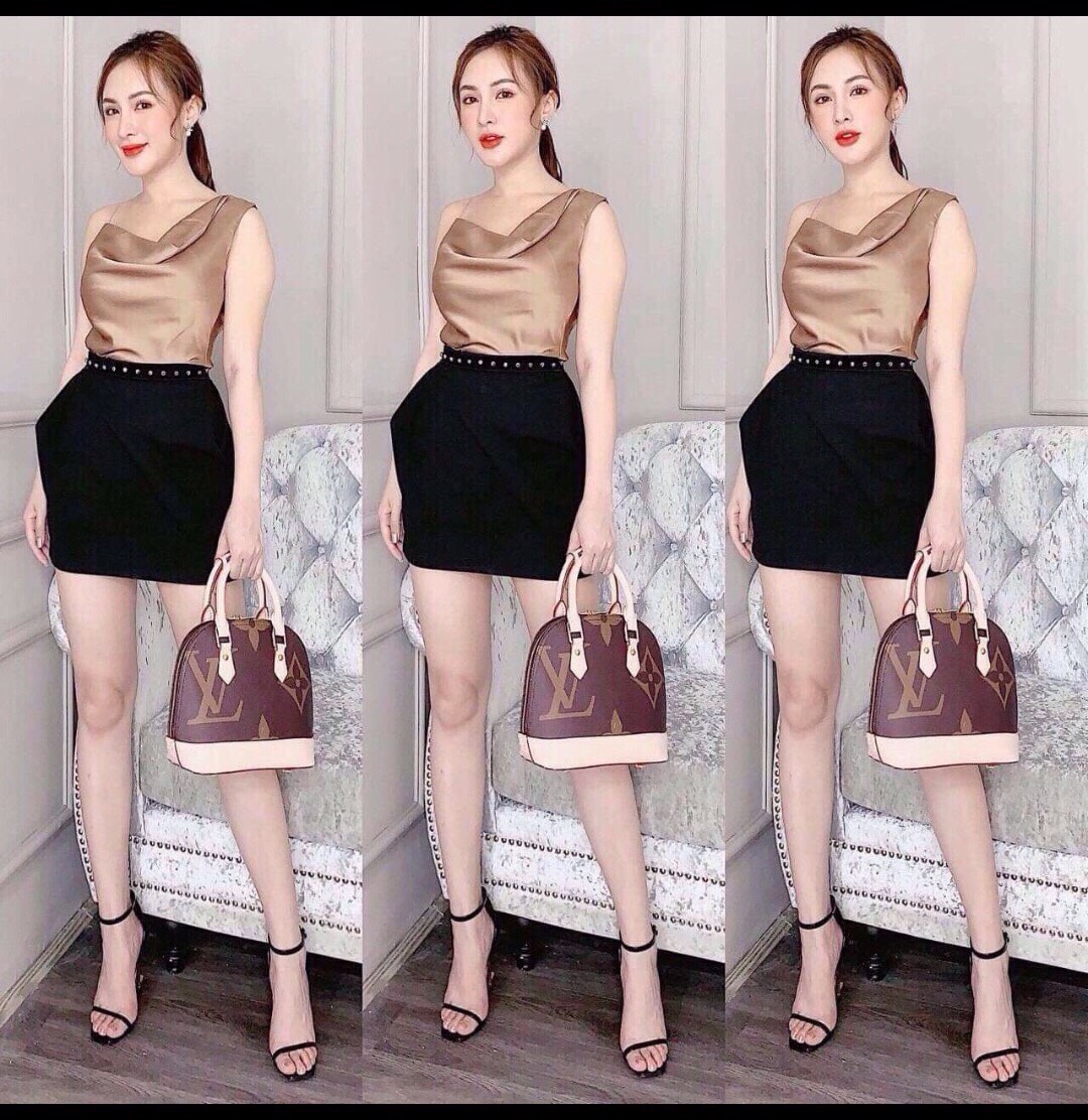 ÁO PHI LỤA CỔ ĐỔ 1 BÊN,SALE,LY STORE