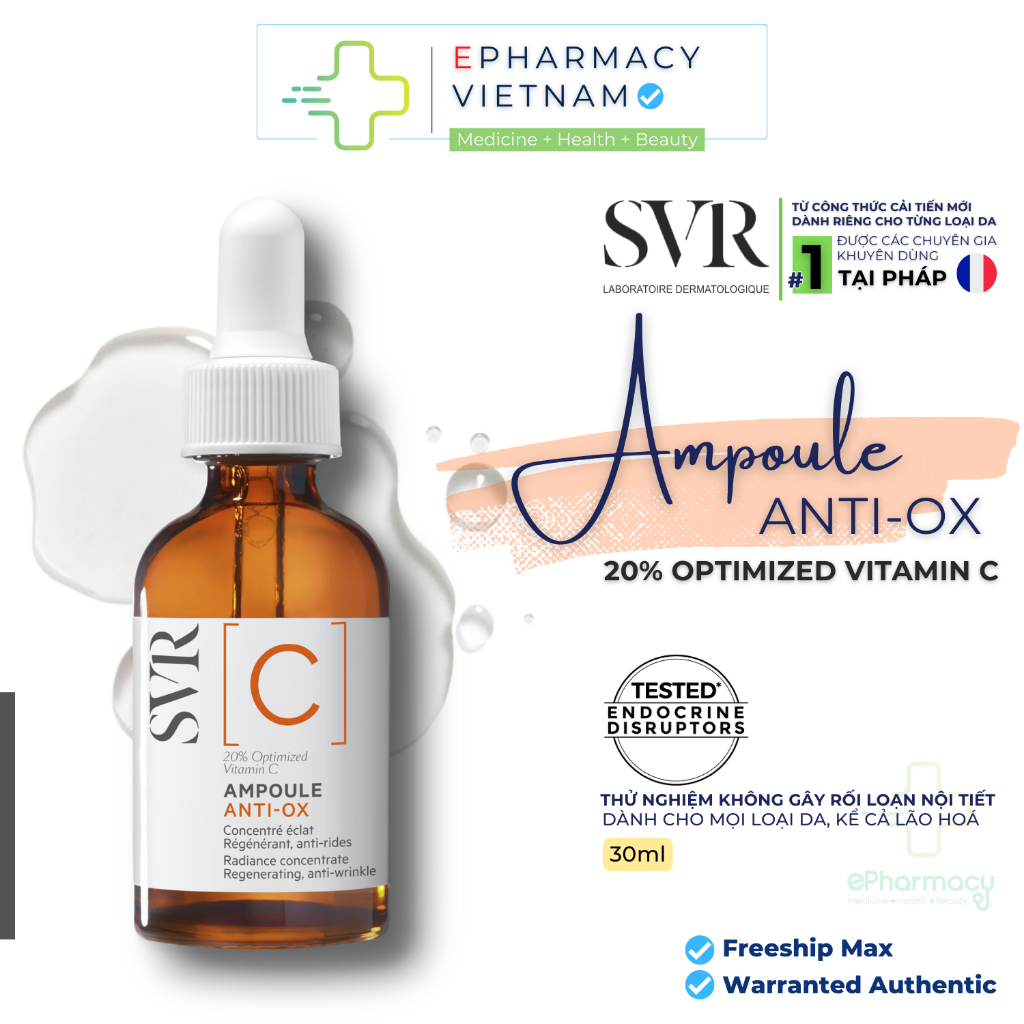 Serum SVR Vitamin C 20% - SVR [C] Ampoule Anti-Ox 20% Optimized Tinh chất sáng da, ngừa lão hóa
