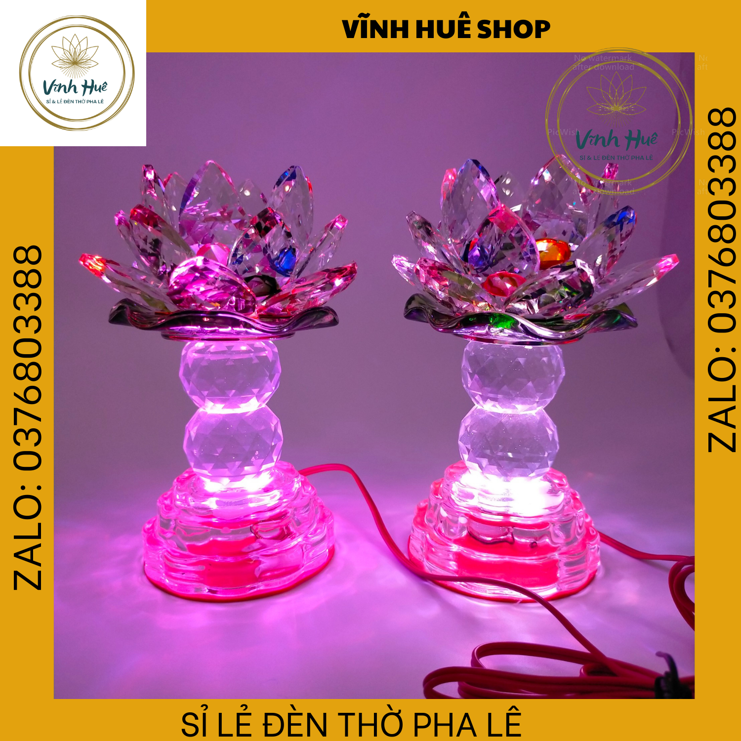 ĐÈN THỜ  PHA LÊ LÁ SEN, MẠCH NHIỀU MÀU, ĐÈN THỜ CÚNG