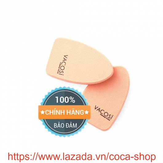 VACOSI BP18 - BÔNG PHẤN ƯỚT HÌNH OVAL DÀI (Bịch 2 Miếng)