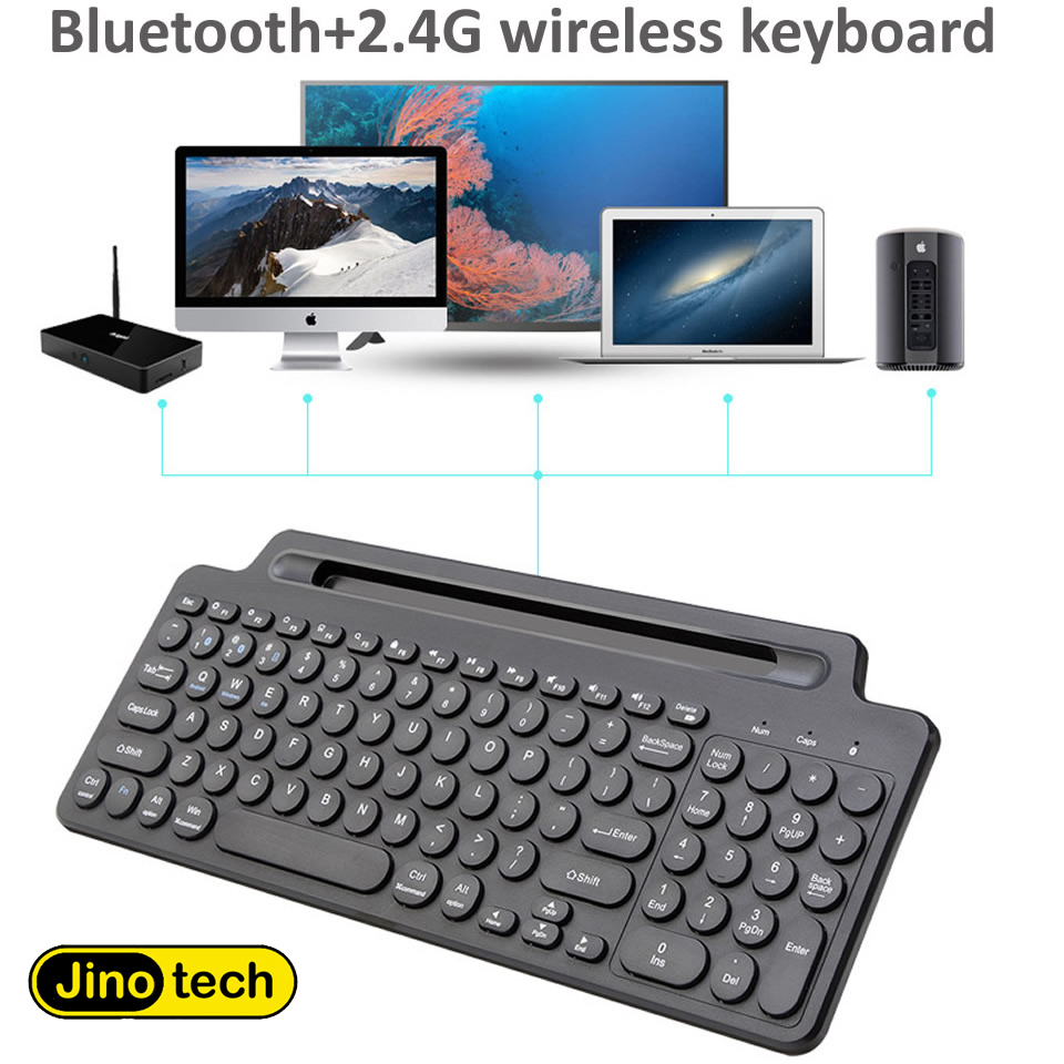 Bàn phím không dây 2 chế độ bluetooth và 2.4GHZ JINOTECH BK569s cho máy tính, điện thoại, table, PC , bàn phím văn phòng