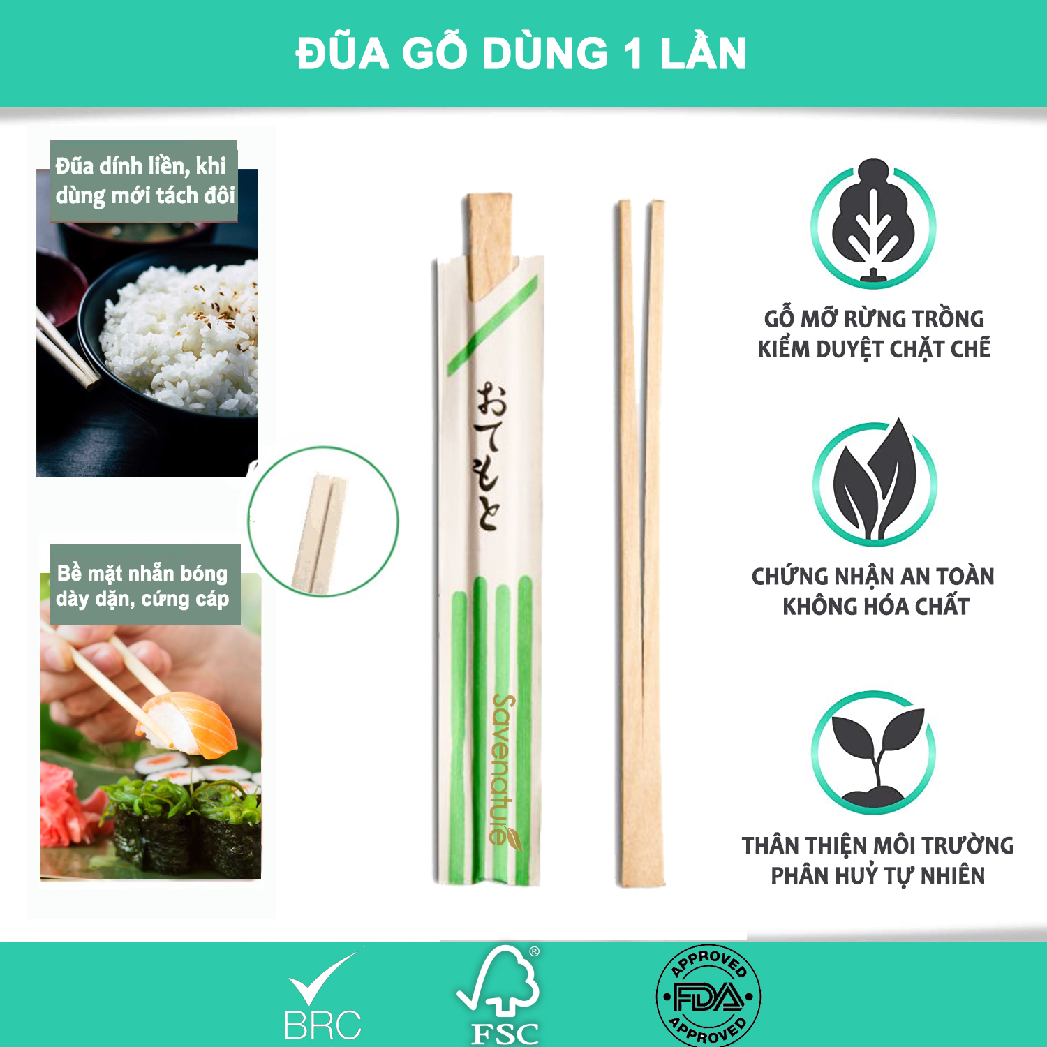 (100 đôi) Đũa gỗ tách dùng 1 lần có bọc giấy từng đôi
