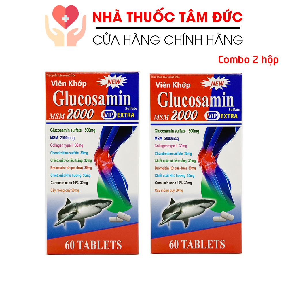 combo 2 hộp Viên uống bổ xương khớp Glucosamin MSM 2000 giảm đau nhức mỏi