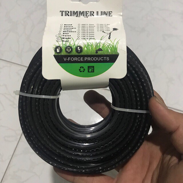 [HCM]( 3,5mm) Dây cước gai máy cắt cỏ/ dây cước máy phát cỏ. 10M ĐEN