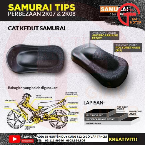 [HCM]SAMURAI DÒNG SƠN 2 THÀNH PHẦN2K08 LÓT GẦM XE EPOXY MÀU ĐEN