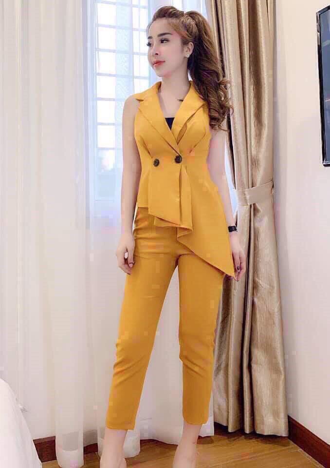 [HCM]Sét vest nữ 3 món (áo vest+ áo ống+quần dài)