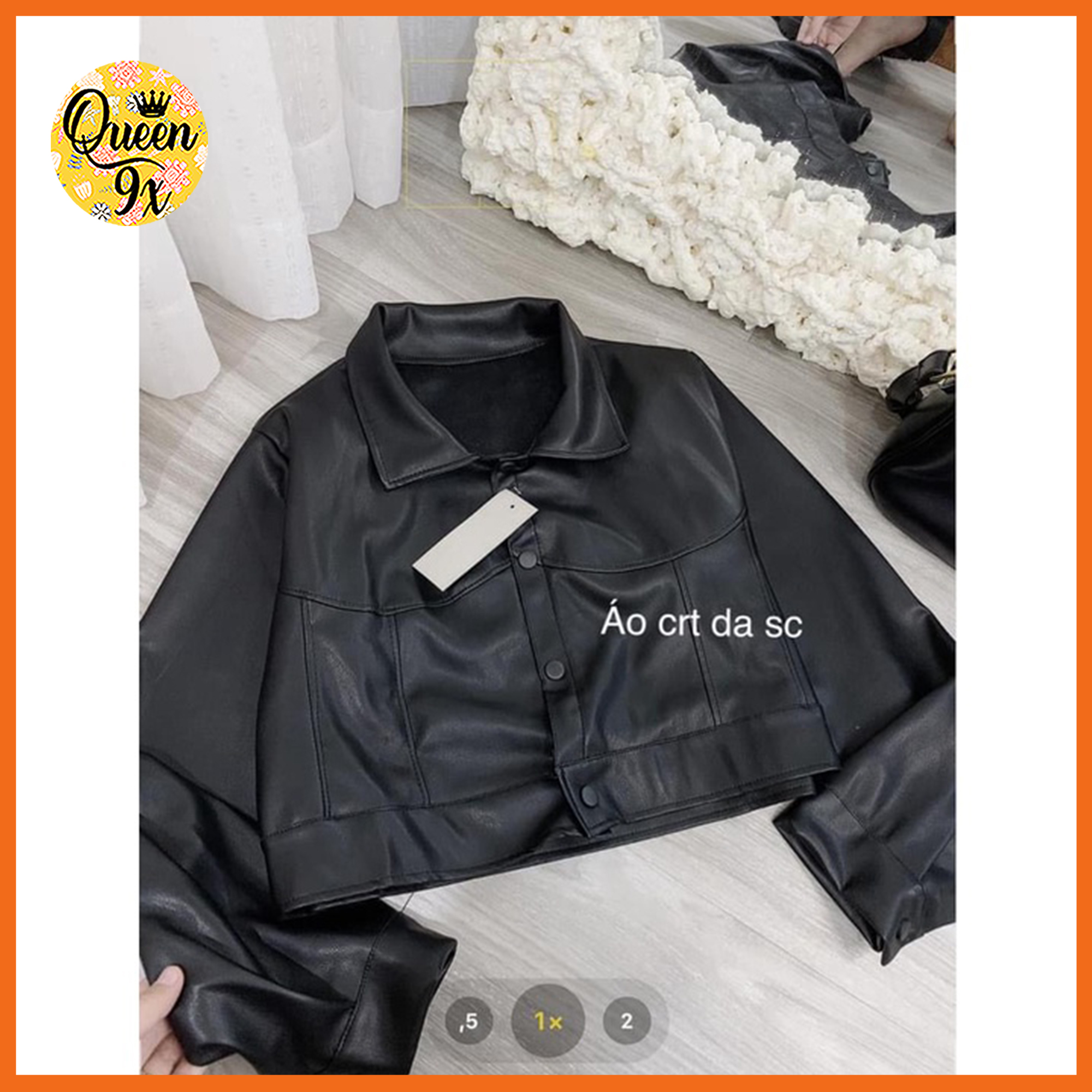 Áo khoác da croptop basic cá tính trẻ trung