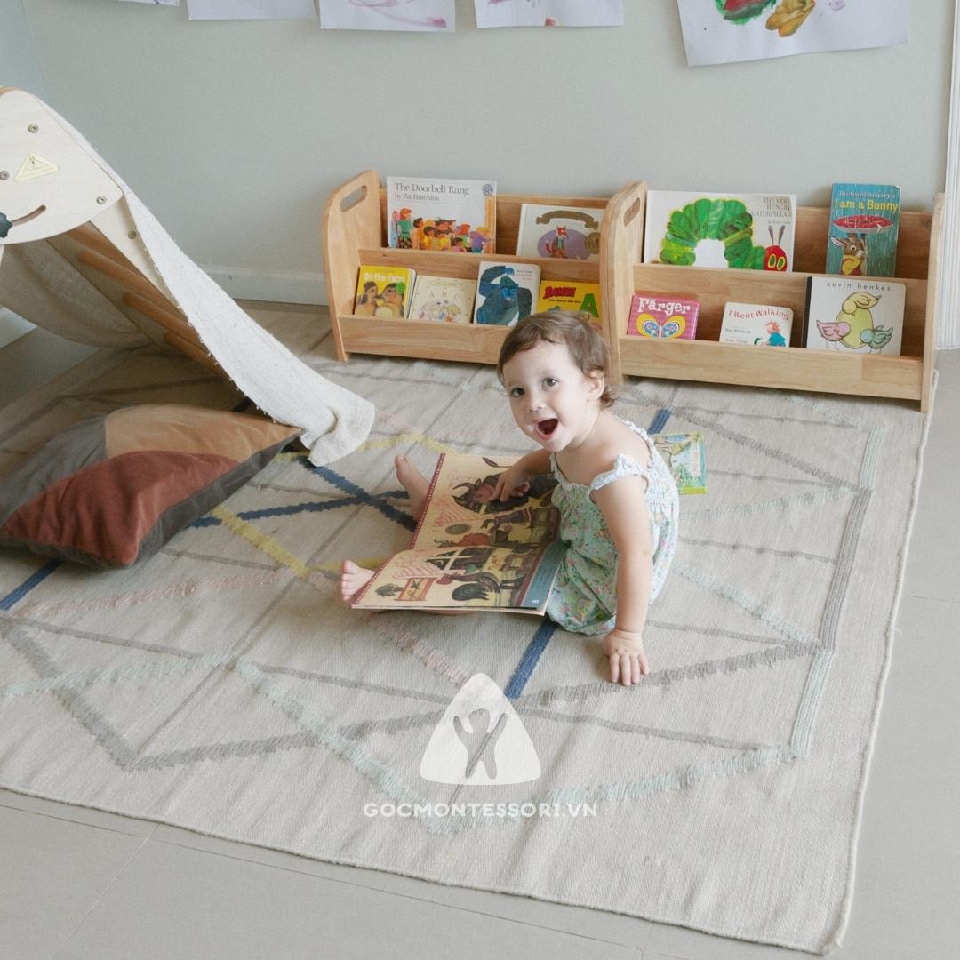 Combo 2 Kệ sách Montessori - Tủ sách trẻ em bằng gỗ