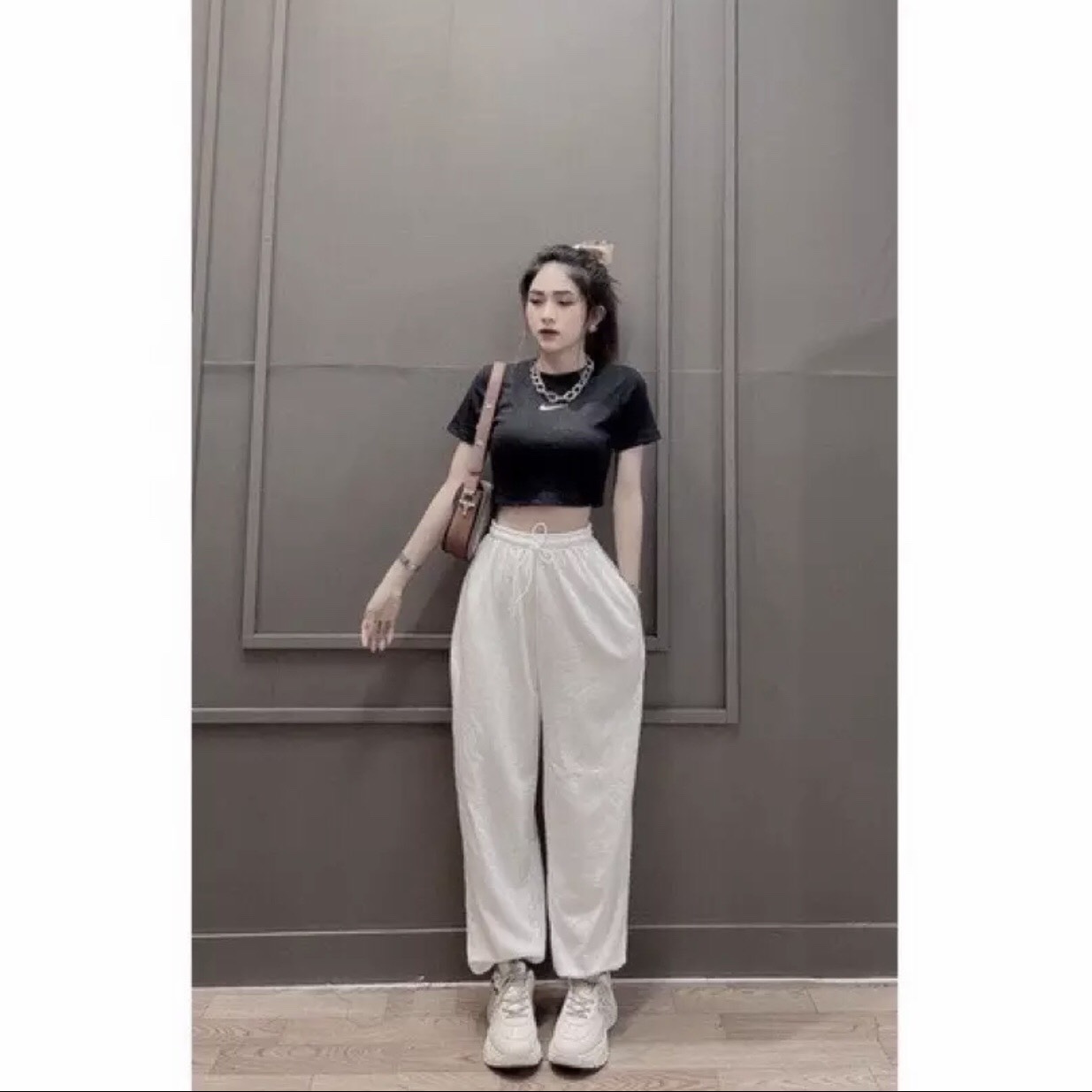 Sét áo croptop dấu tích+quần bom trơn TT12, Thời trang nữ, Đồ bộ, Sét quần áo, Sét đồ nữ cá tính.