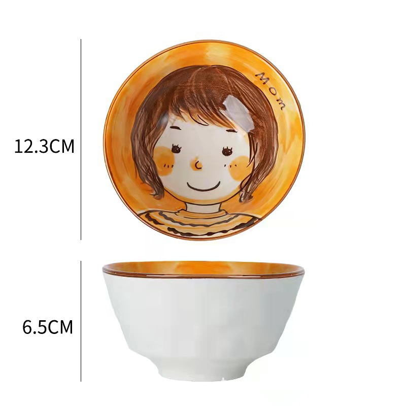 Bộ chén ăn gia đình (ÔNG - BÀ - BỐ - MẸ - CON TRAI - CON GÁI ) - Gốm Sứ - Chất lượng cao