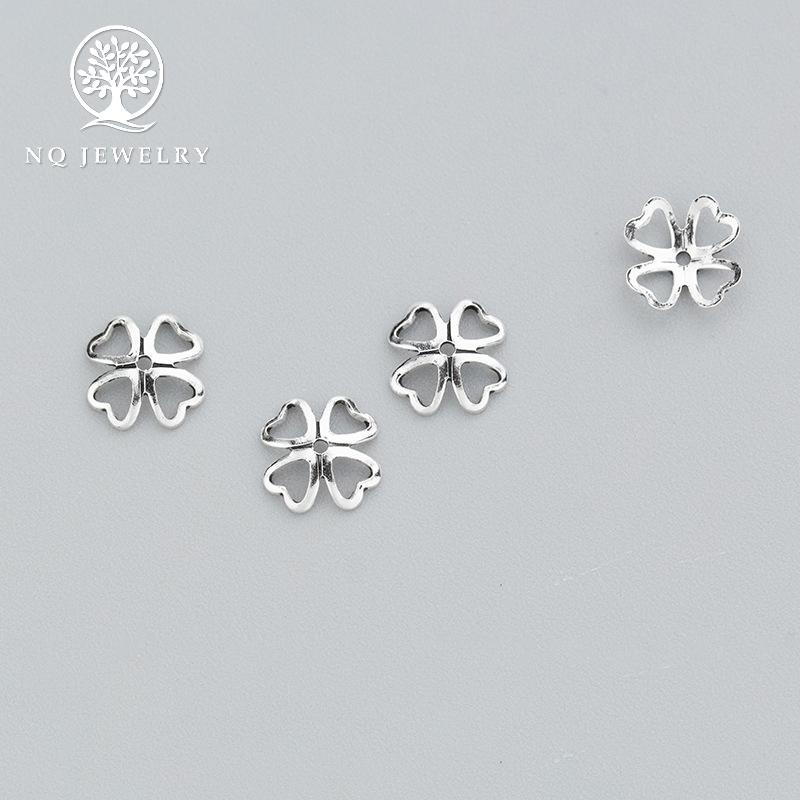 [HCM]Combo 2 cái charm bạc chụp hạt bọc hạt họa tiết cỏ 4 lá - NQ Jewelry