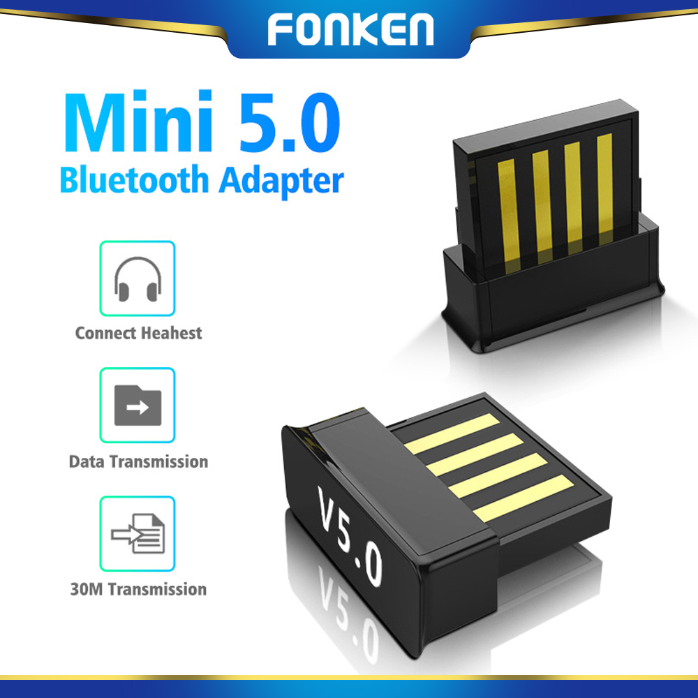 FONKEN USB Bluetooth Adapters BT 5.0 USB Wireless Computer Adapter Audio Receiver Transmitter Dongles Laptop Earphone Mini Sender