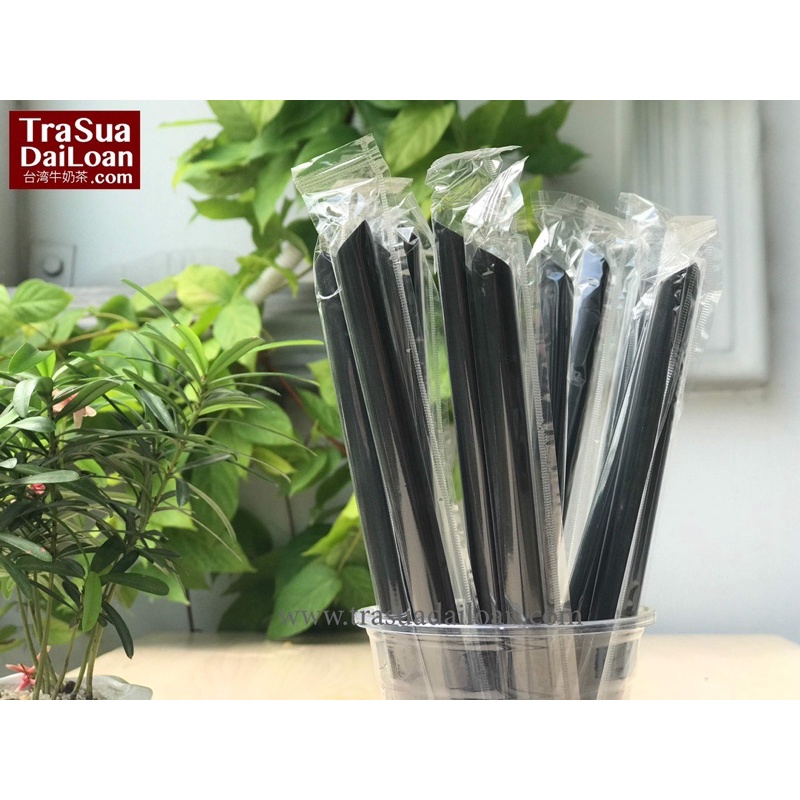 Ống hút trân châu có màng bọc phi 12 (màu đen/trắng)