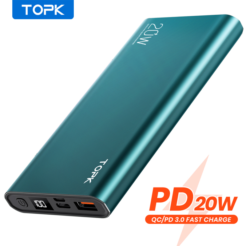 TOPK Pin sạc dự phòng 10000mAh PD 20W Sạc Nhanh Hiển Thị Điện Tử for iPhone Xiaomi Samsung HUAWEI OPOO VIVO I1007P