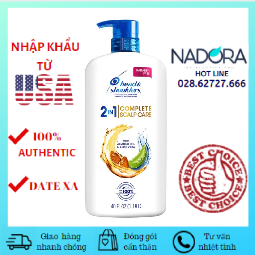 Dầu Gội Xả 2in1 Head And Shoulder Whit Almond Oil & Aloe Vera (1.18L)