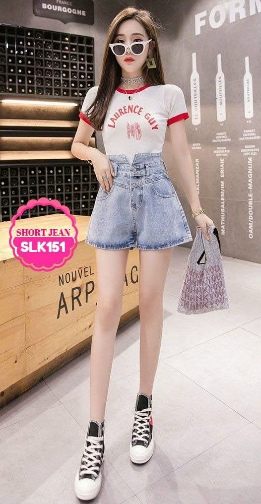 Quần Short Jean Nữ Lưng Cao Thời Trang SLK151