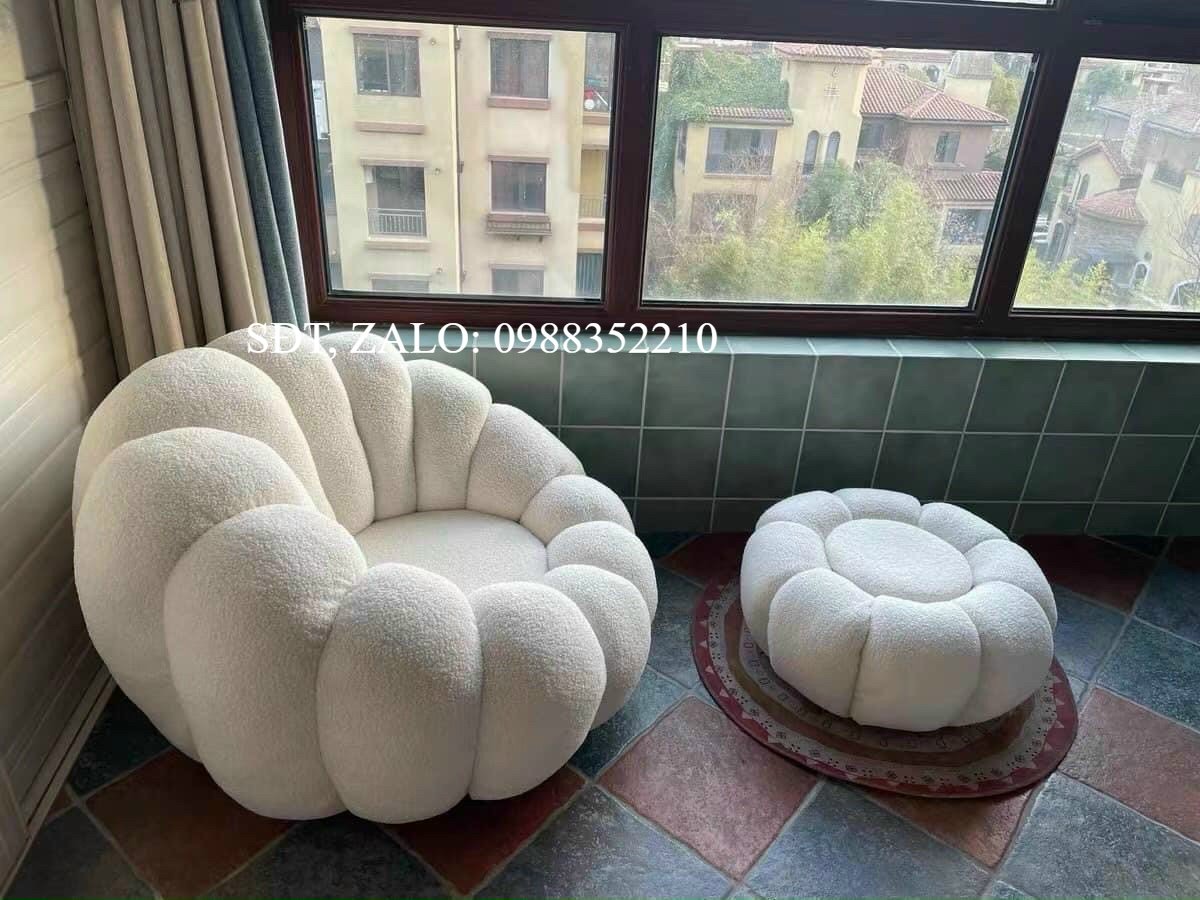 Ghế sofa thư giãn bí ngô kèm đôn