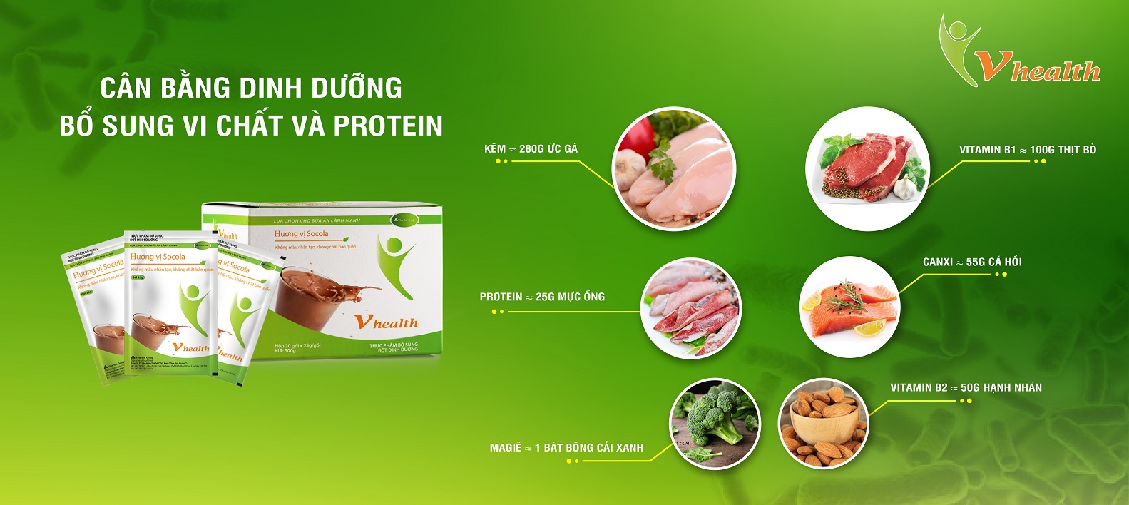 THỰC PHẨM BỔ SUNG BỘT DINH DƯỠNG VHEALTH (VỊ TRÀ XANH)