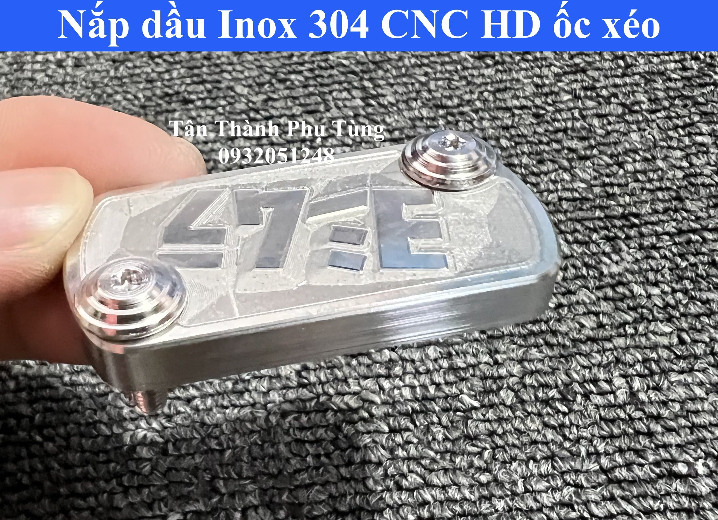 Nắp dầu honda ốc xéo inox 304 cnc kèm 2 ốc salaya