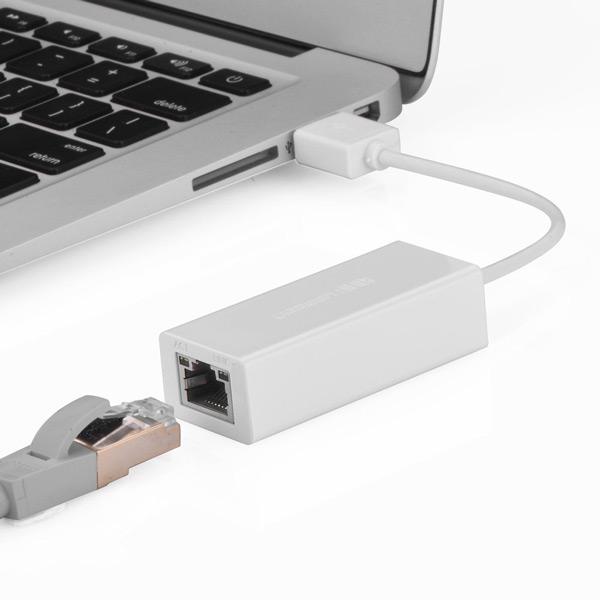 Đầu đổi USB 2.0 sang Lan RJ45 Ugreen 20253 (Màu trắng) Chính Hãng