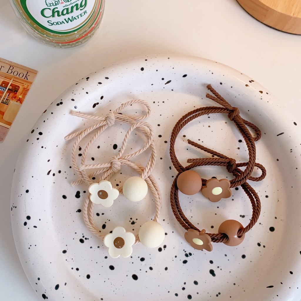 Dây cột tóc màu Cafe kiểu dáng đơn giản, dây thun chắc chắn