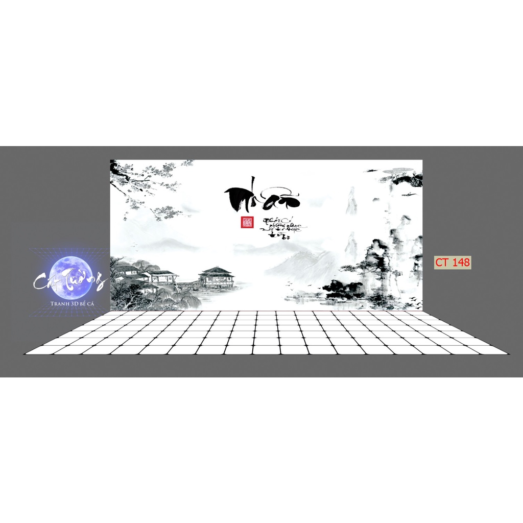 Tranh 3d dán bể cá thủy sinh, bể cá rồng