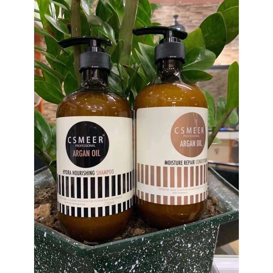 Cặp dầu gội xả dưỡng tóc cao cấp csmeer argan oil