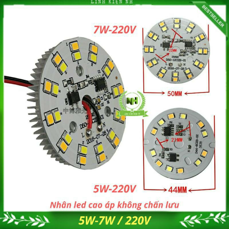 Nhân Led Mắt Led vỉ tròn 5W-7W/220V 3 Mầu ( Thay mắt âm trần,mắt rọi )