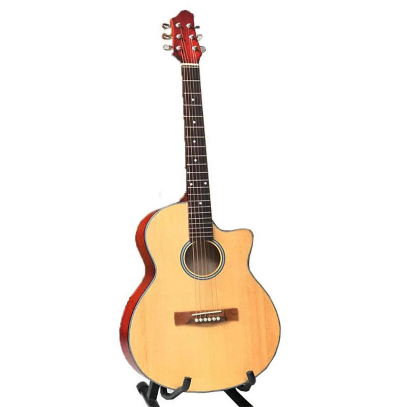 Đàn Guitar Woim Acoustic Dây Sắt Dáng Khuyết Màu Gỗ Tự Nhiên Size 40 Inch Có Ty Chỉnh Cần