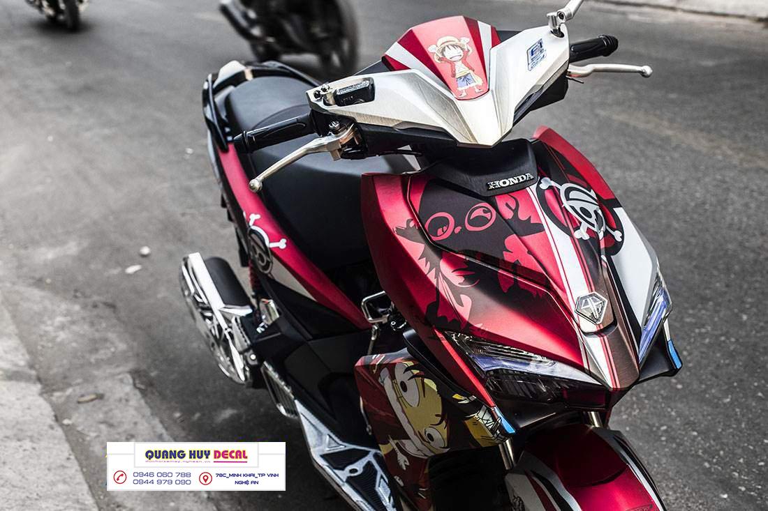 Tem trùm xe máy AIR BLADE độ thiết kế Onepiece đỏ đen - chế tem xe máy AIR BLADE thiết kế theo yêu cầu - Tem xe máy AIR BLADE rẻ đẹp và chất