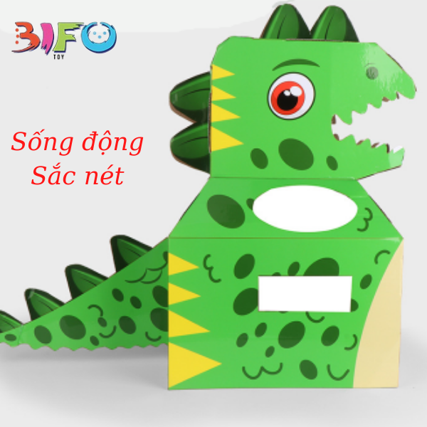 Mô hình hóa trang hình khủng long, hươu cao cổ ngộ nghĩnh, bìa carton DIY tự lắp thân thiện môi trường