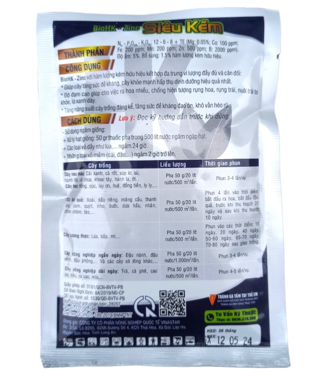 Combo 3 GÓI - PHÂN BÓN VI LƯỢNG SIÊU KẼM (GÓI 100GR)