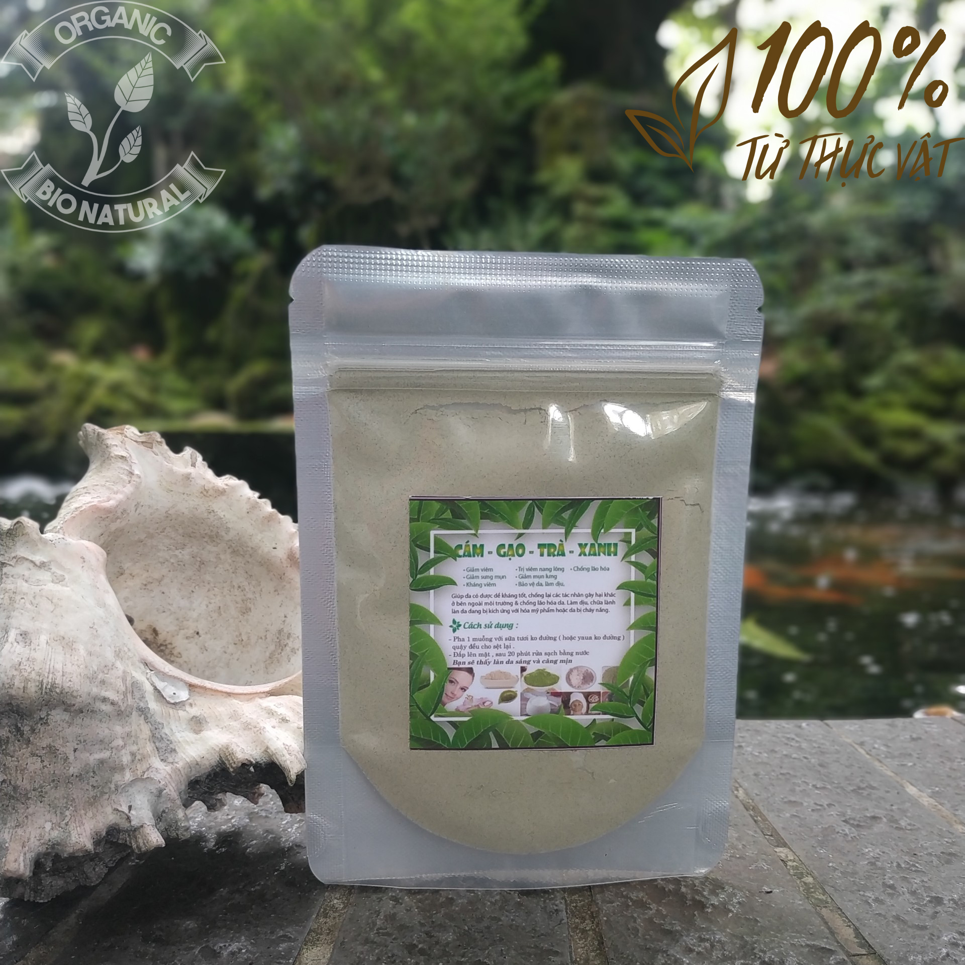 [HCM][BIONATURALVN] Bột đắp mặt nạ Cám Gạo Trà Xanh HANDMADE 50gr