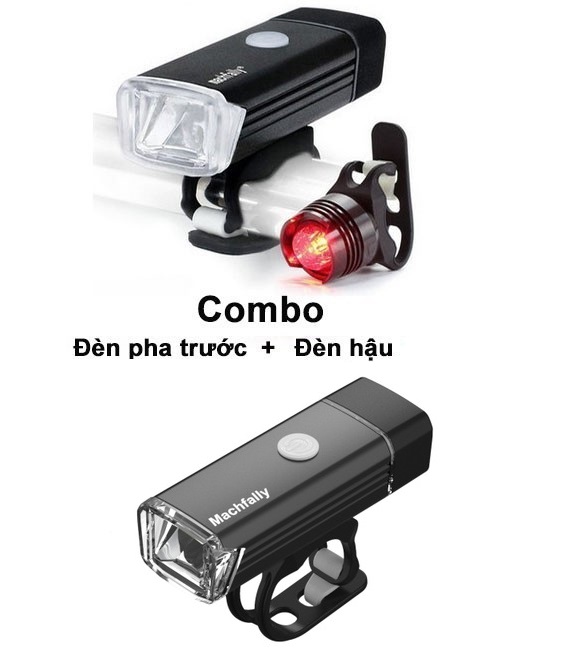 Đèn pha xe đạp Machfally Tặng đèn hậu xe đạp