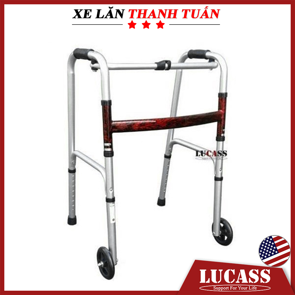 Khung tập đi Lucass W57 bánh xe lớn - Hỗ trợ người già, người sau tai biến đi lại dễ dàng, có thể gấp gọn