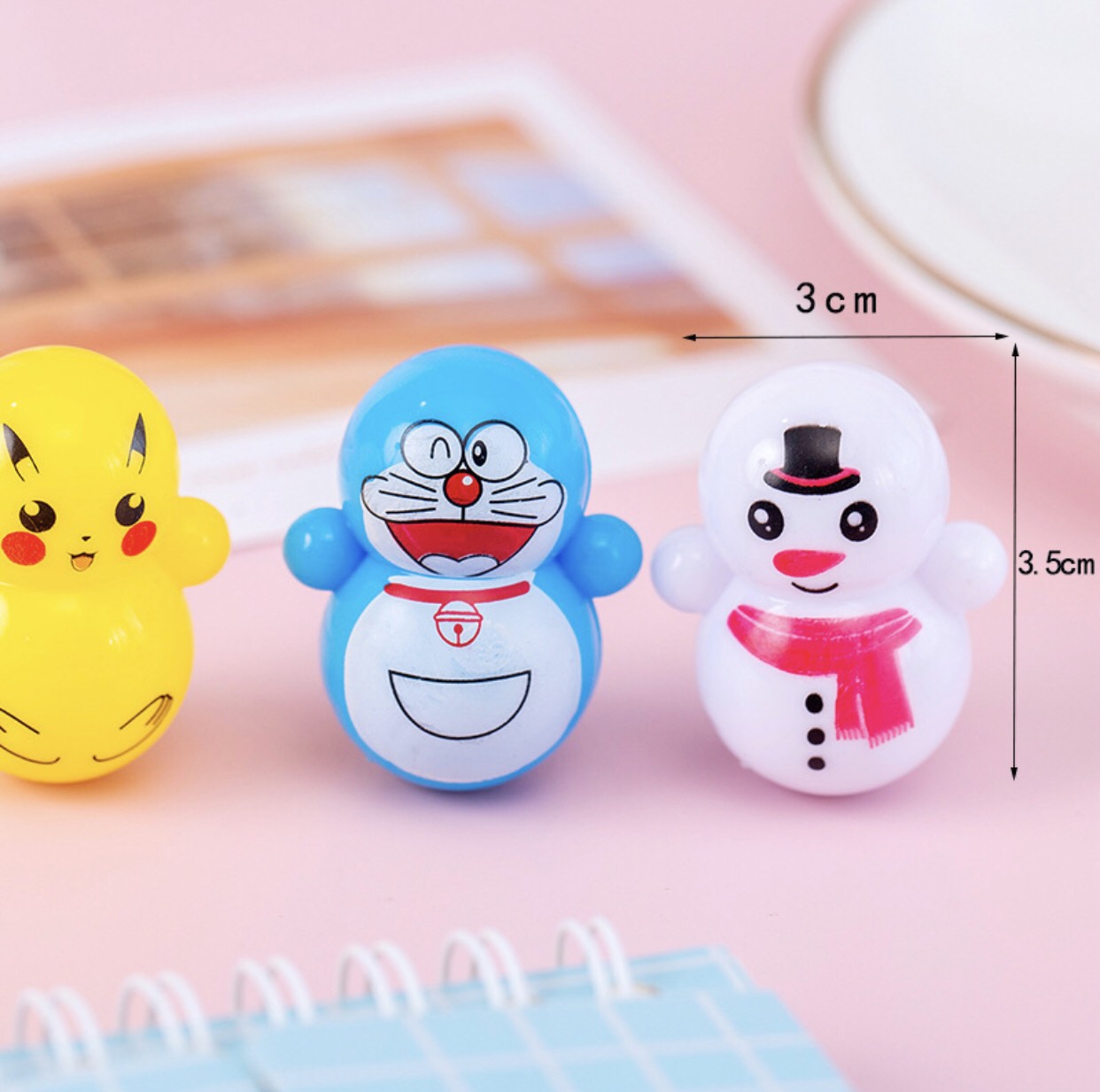 Combo 10 con lật đật mini squid game, lật đật doremon cho bé và nhiều mẫu vui nhộn