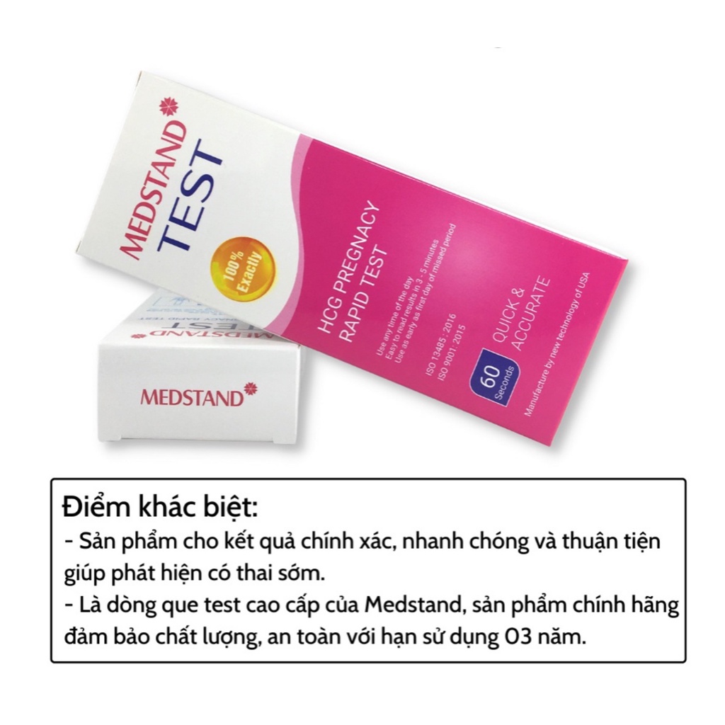 [HCM] [CHÍNH HÃNG] Que thử thai Medstand Test HCG Pregnacy rapid test dụng cụ y tế phát hiện thai sớm, nhanh chóng, chính xác