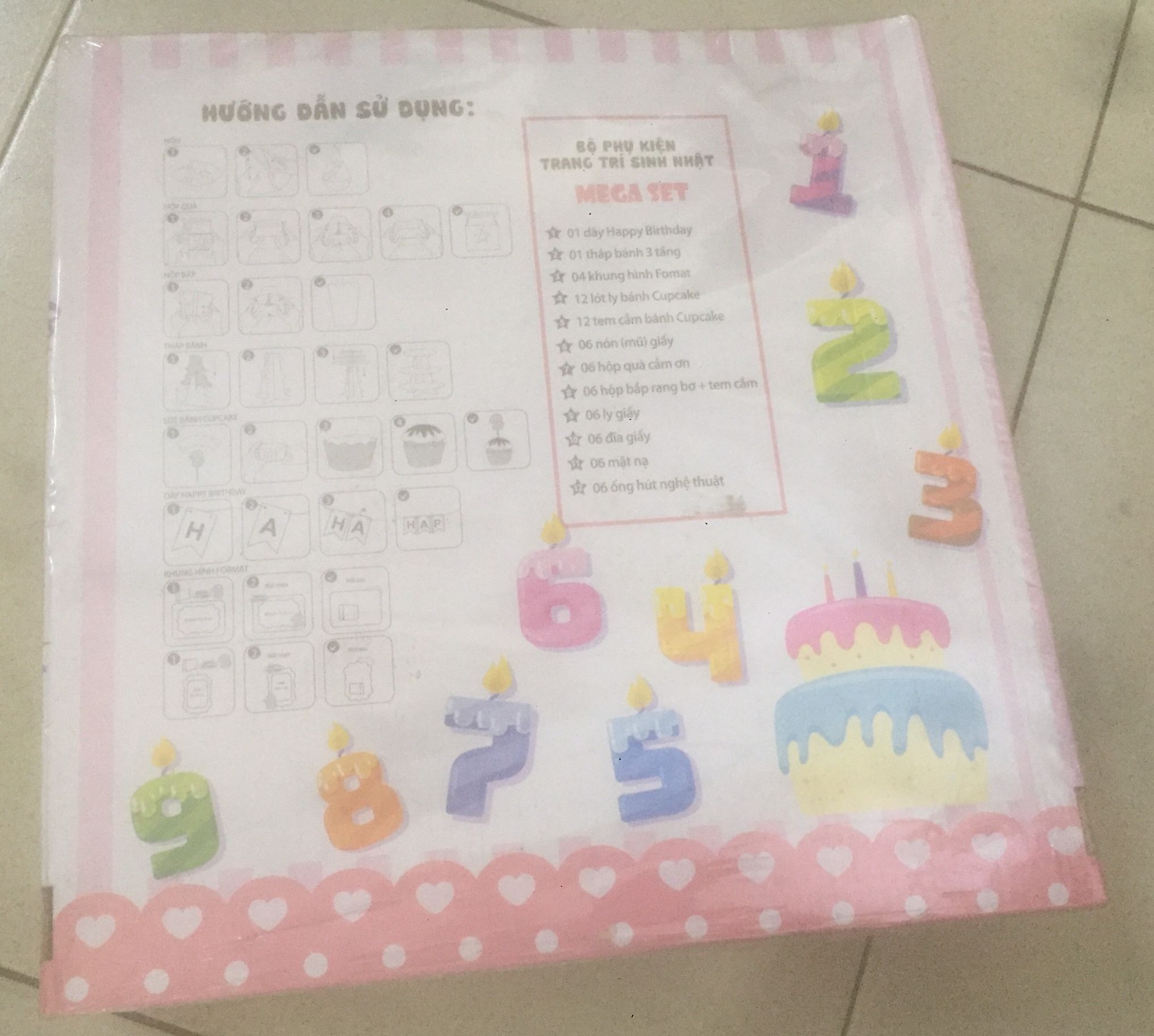 Bộ phụ kiện trang trí sinh nhật cho bé MEGA SET