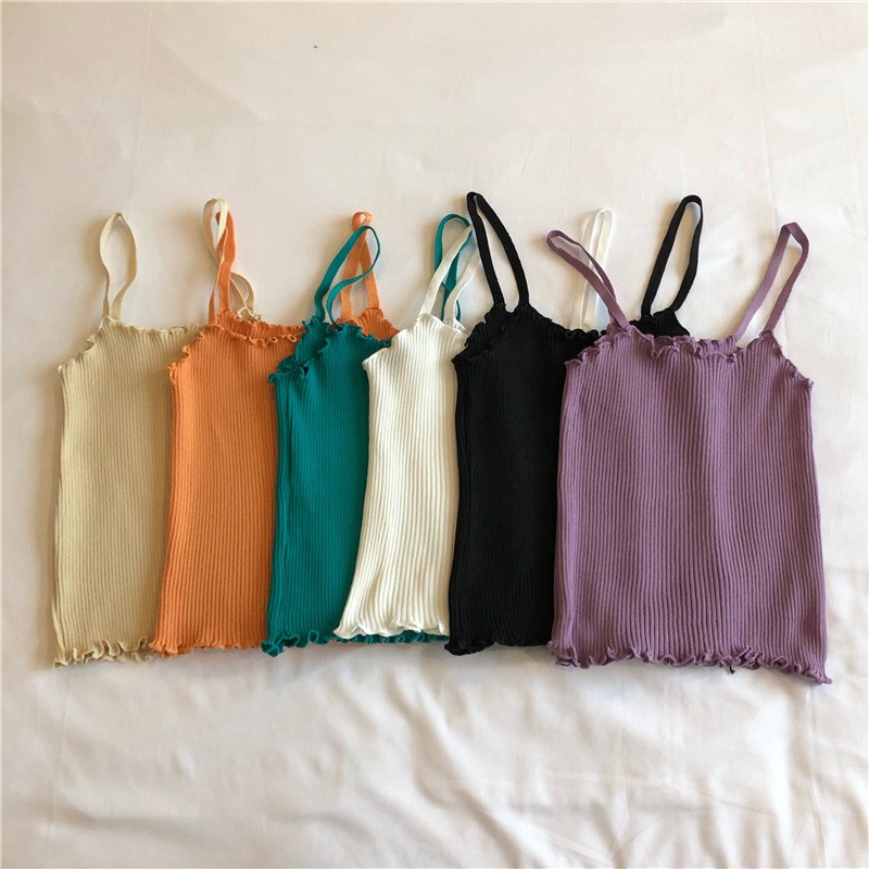 Áo 2 dây viền bèo basic