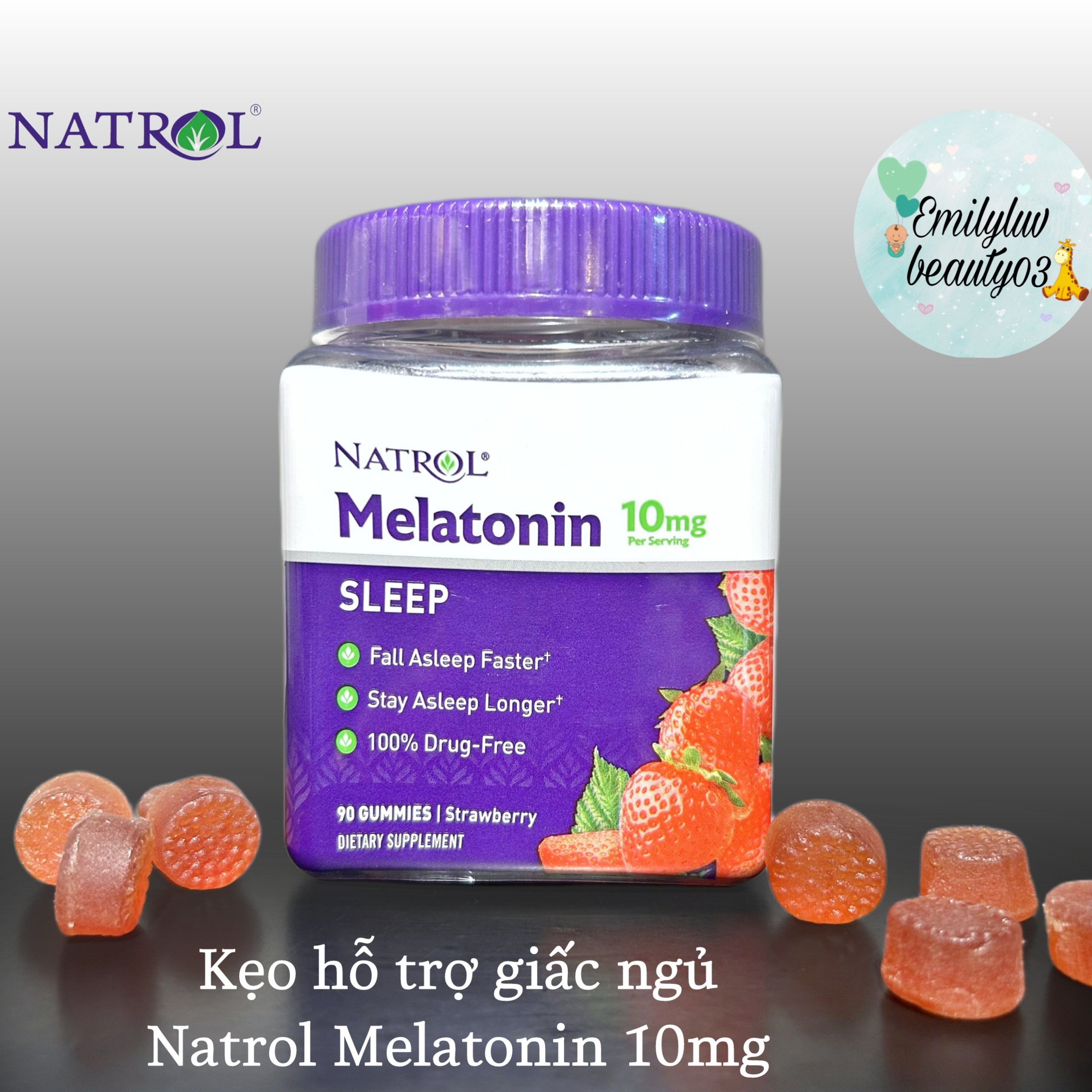 Kẹo dẻo ngủ ngon Natrol Melatonin 10mg [TÁCH LẺ]