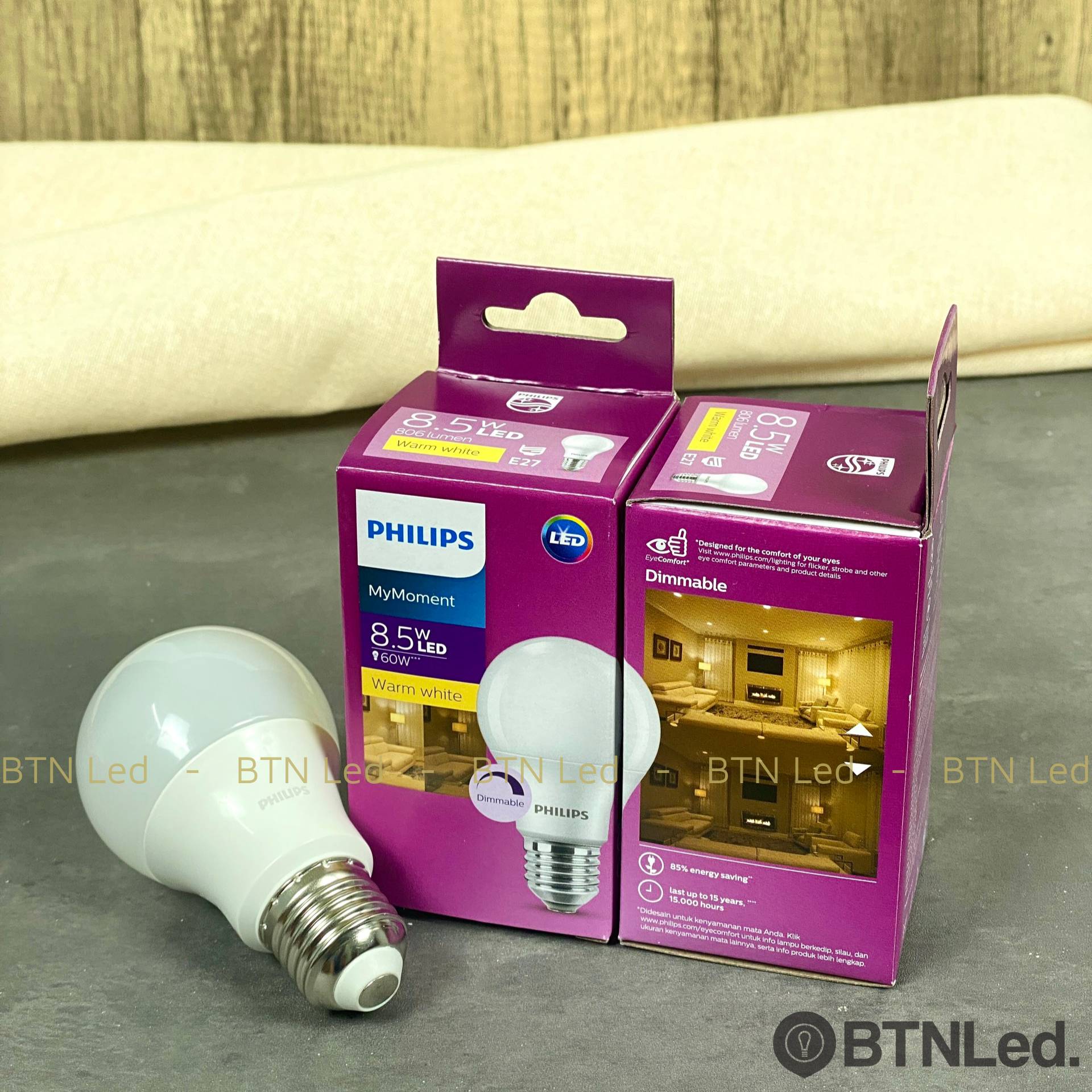 Đèn LED bulb dim Philips 8.5W A60 E27 2700K FR