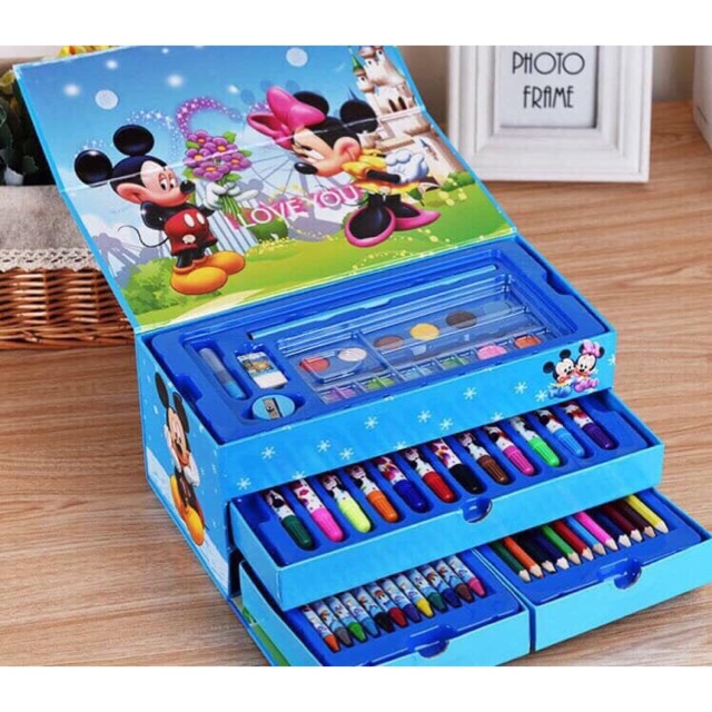 Hộp bút màu 3 tầng, 54 chi tiết cho bé