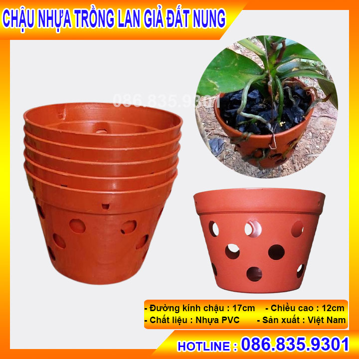 [Ảnh thật] 10 Chậu Nhựa giả đất nung trồng Lan ( đường kính 17cm )