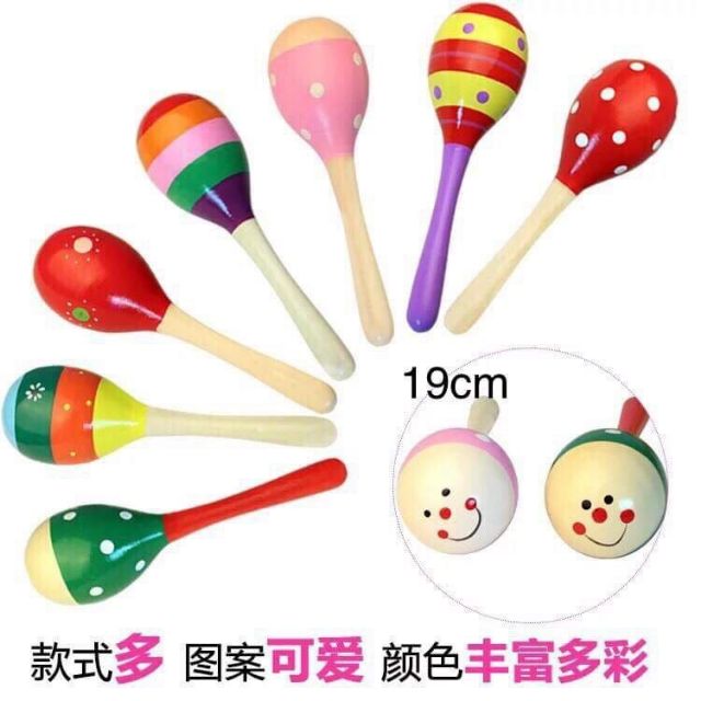 Lục lạc gỗ tròn tập cầm nắm size bé