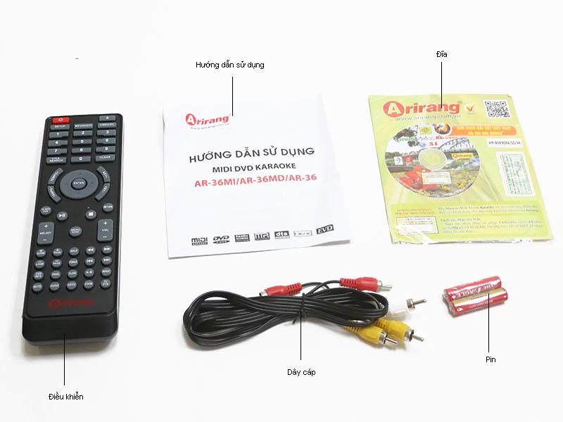 [HCM]Đầu DVD Karaoke Arirang AR-36MD (Xám) + 2 micro có dây Arirang 3.6B