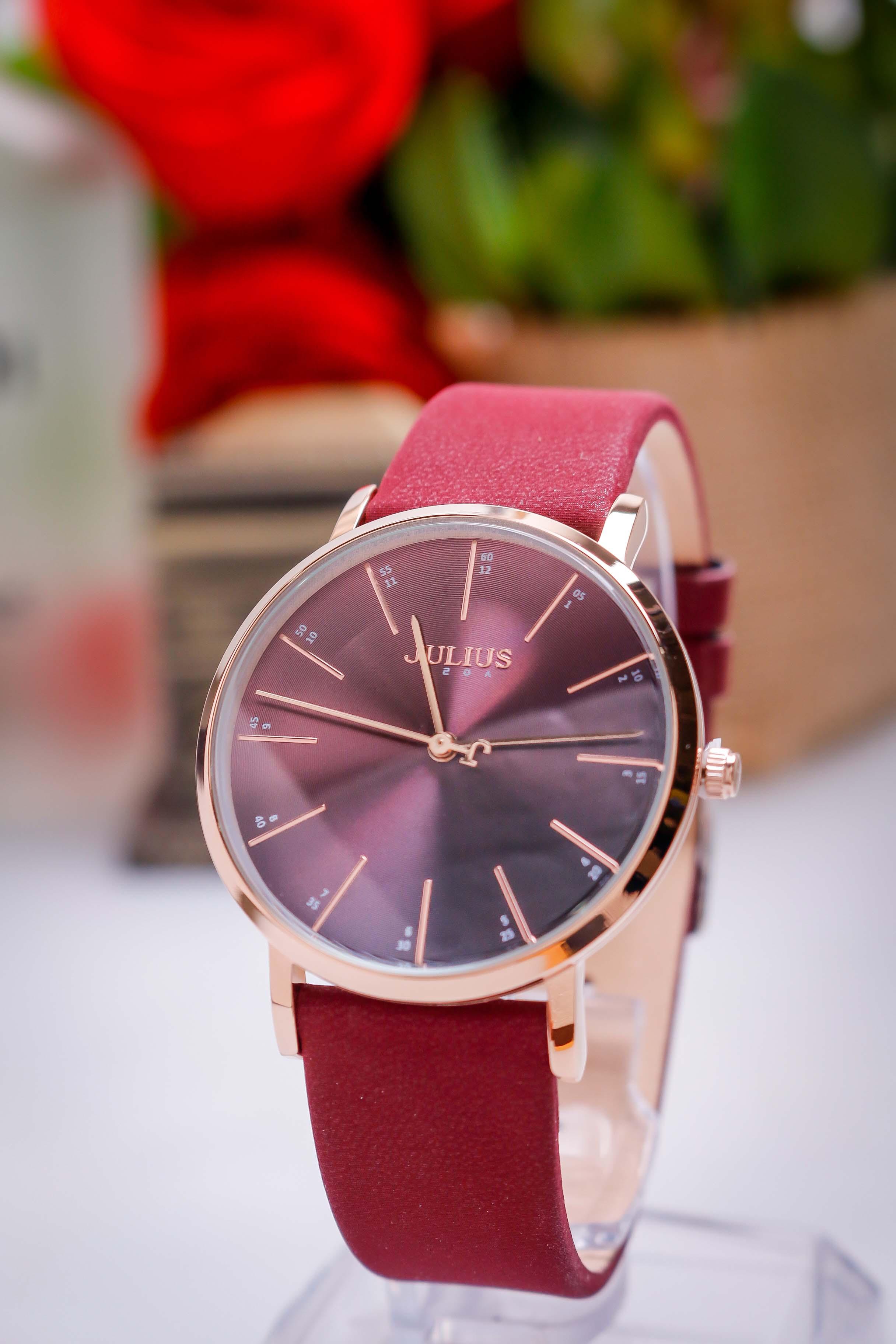 ĐỒNG HỒ NỮ JA-1161C JULIUS HÀN QUỐC DÂY DA (ĐỎ)