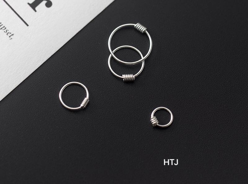 6mm 8mm 10mm 12mm khuyên tai bạc tròn trơn kiểu dáng basic ( 1 chiếc )
