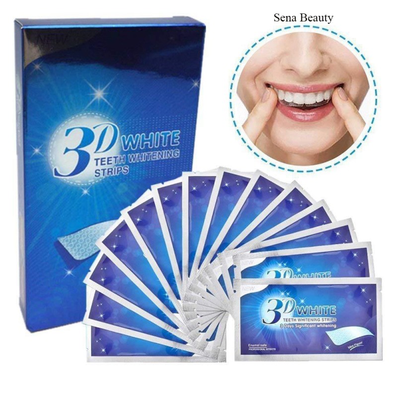 Full hộp 7 cặp - 14 miếng dán trắng răng 3D White Teeth Whitening Strips